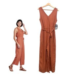KUHL Women’s Fresco Jumpsuit In Clay Sleeveless Self Tie Belt Medium NWT